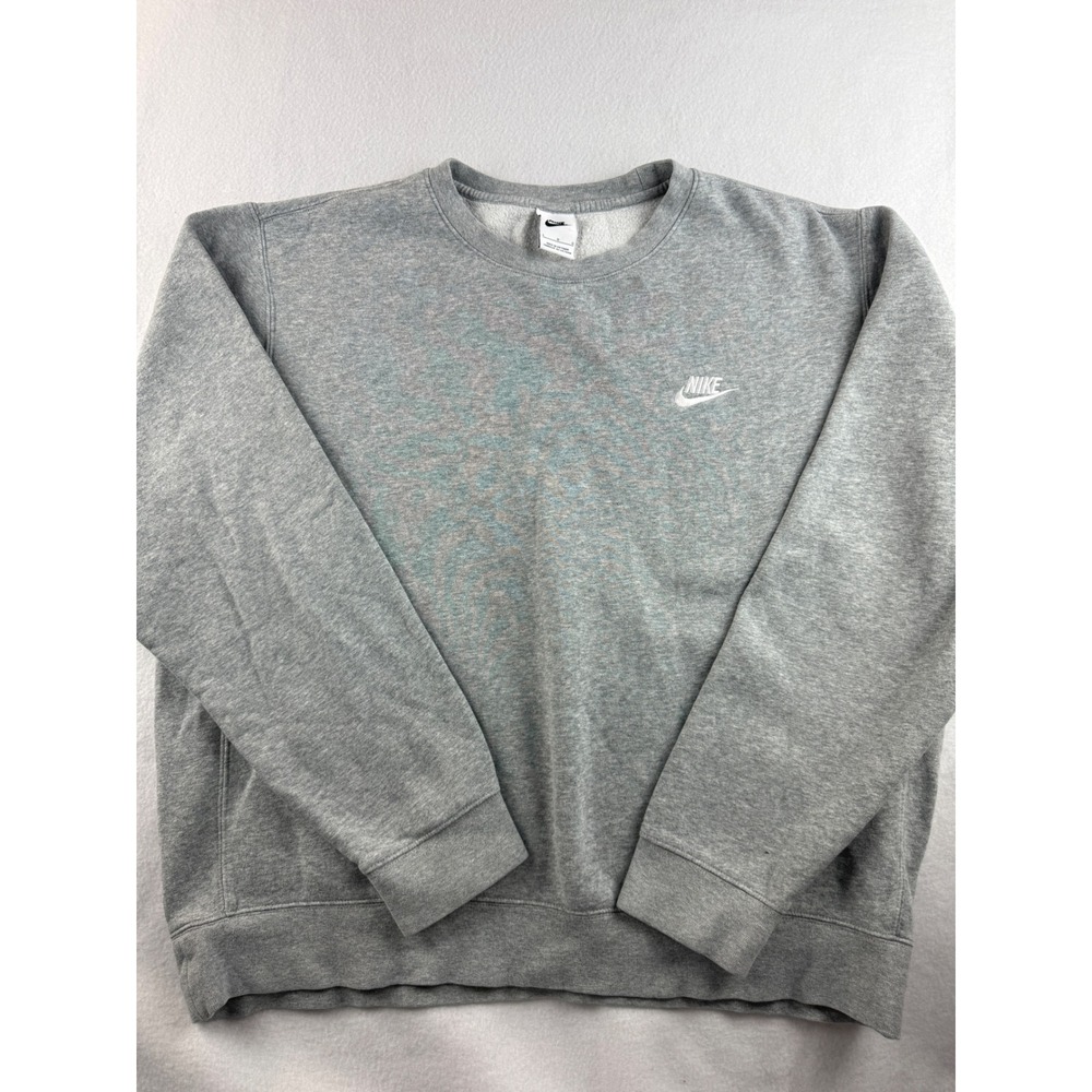 Nike Gray Crewneck Sweatshirt Small Embroidered Logo Athletic Casual Men's L